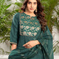 Silk Blend Woven Straight Kurta with Pant & Dupatta