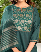 Silk Blend Woven Straight 3 Piece Kurta Set