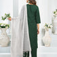 Cotton Blend Embroidered Straight Kurta with Pant & Dupatta