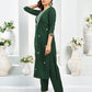 Cotton Blend Embroidered Straight Kurta with Pant & Dupatta