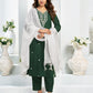 Cotton Blend Embroidered Straight Kurta with Pant & Dupatta