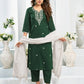 Cotton Blend Embroidered Straight Kurta with Pant & Dupatta