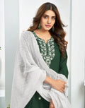 Cotton Blend Embroidered Straight 3 Piece Kurta Set