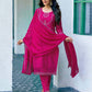 Silk Dyed, Sequence Embroidery Work, Embroidered Fabric Lace and Cotton Lace Straight Kurta with Pant & Dupatta