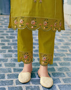 Silk Blend Embroidered Straight 3 Piece Kurta Set