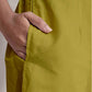 Mustard Yellow Silk Plain Round Neck 3/4 Sleeve Straight Kurta Set With Pant & Dupatta