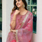 Silk Blend Sequence and Embroidery Work Straight Kurta with Pant & Dupatta
