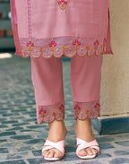 Silk Blend Embroidered Straight 3 Piece Kurta Set