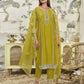 Silk Blend Embroidered Straight Kurta with Pant & Dupatta