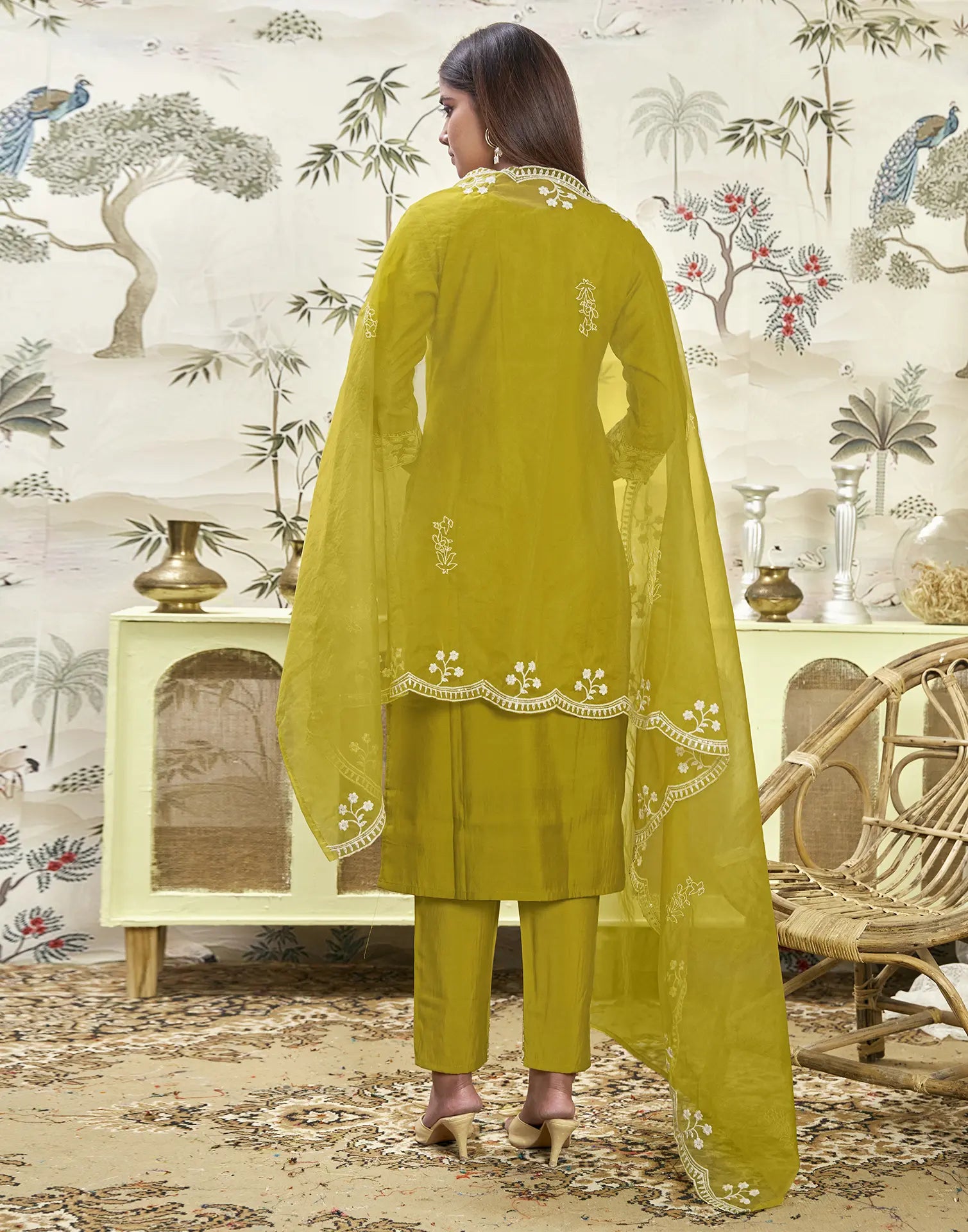 Silk Embroidered Straight 3 Piece Kurta Set