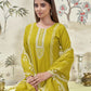 Silk Blend Embroidered Straight Kurta with Pant & Dupatta
