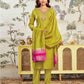 Silk Blend Embroidered Straight Kurta with Pant & Dupatta
