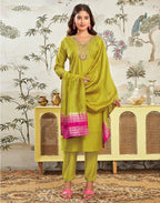 Silk Embroidered Straight 3 Piece Kurta Set