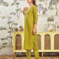Silk Blend Embroidered Straight Kurta with Pant & Dupatta