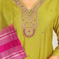 Silk Blend Embroidered Straight Kurta with Pant & Dupatta