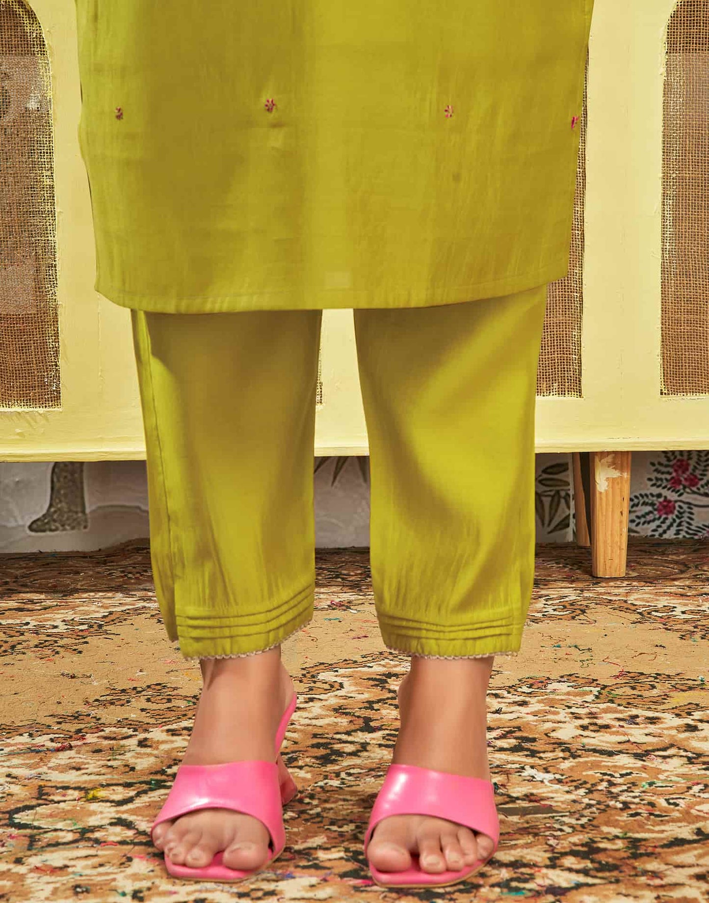 Silk Blend Embroidered Straight Kurta with Pant & Dupatta