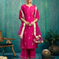 Silk Blend Embroidered Straight Kurta with Pant & Dupatta