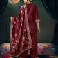 Silk Blend Embroidered Straight Kurta with Pant & Dupatta