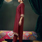 Silk Blend Embroidered Straight Kurta with Pant & Dupatta