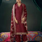 Silk Blend Embroidered Straight Kurta with Pant & Dupatta