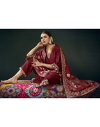 Silk Blend Embroidered Straight 3 Piece Kurta Set