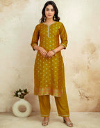 Chinnon Foil Print Straight 3 Piece Kurta Set