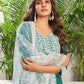 Cotton Blend Embroidered Straight Kurta with Pant & Dupatta