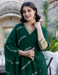 Poly Chinnon Embroidered Straight 3 Piece Kurta Set