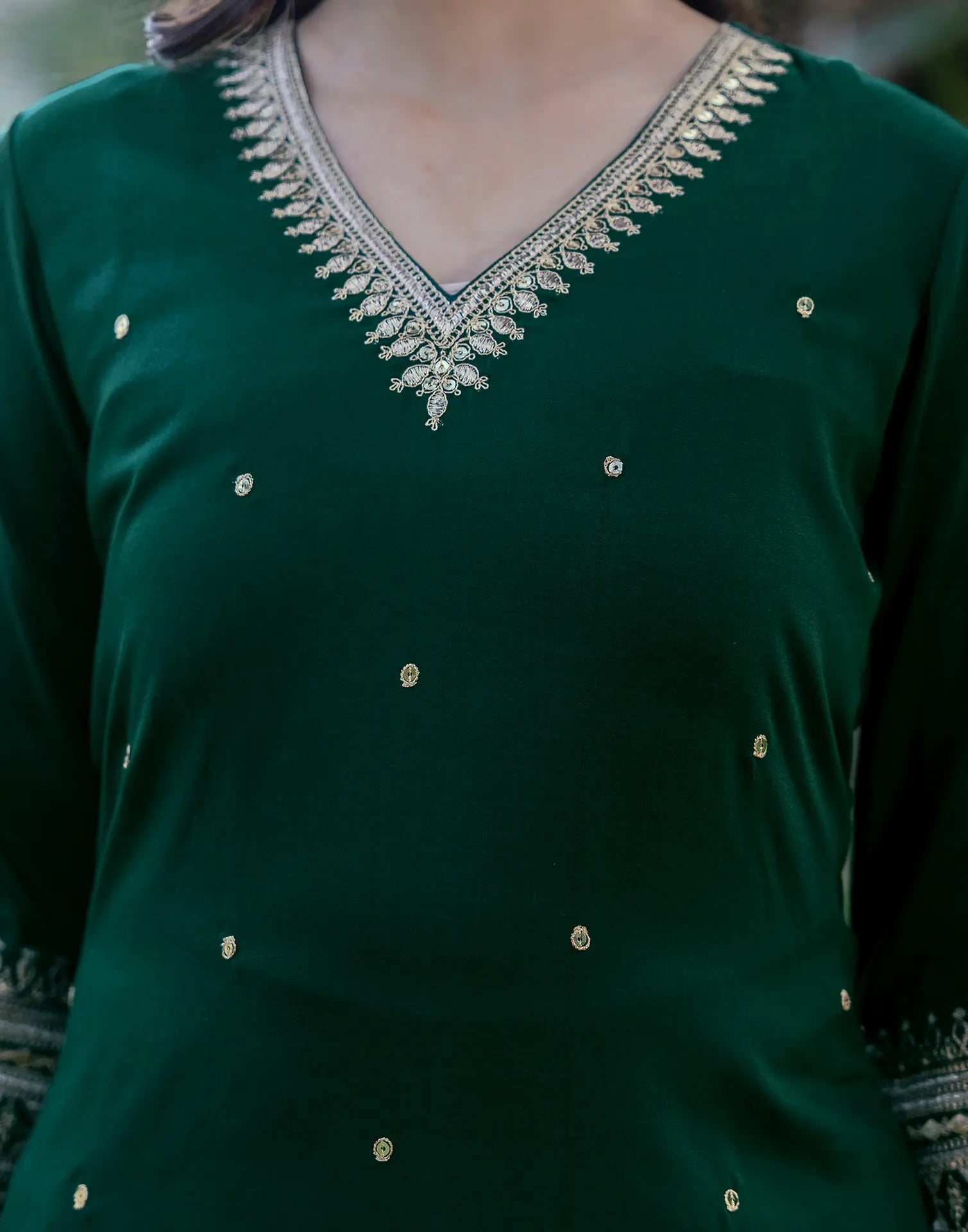 Poly Chinnon Embroidered Straight 3 Piece Kurta Set