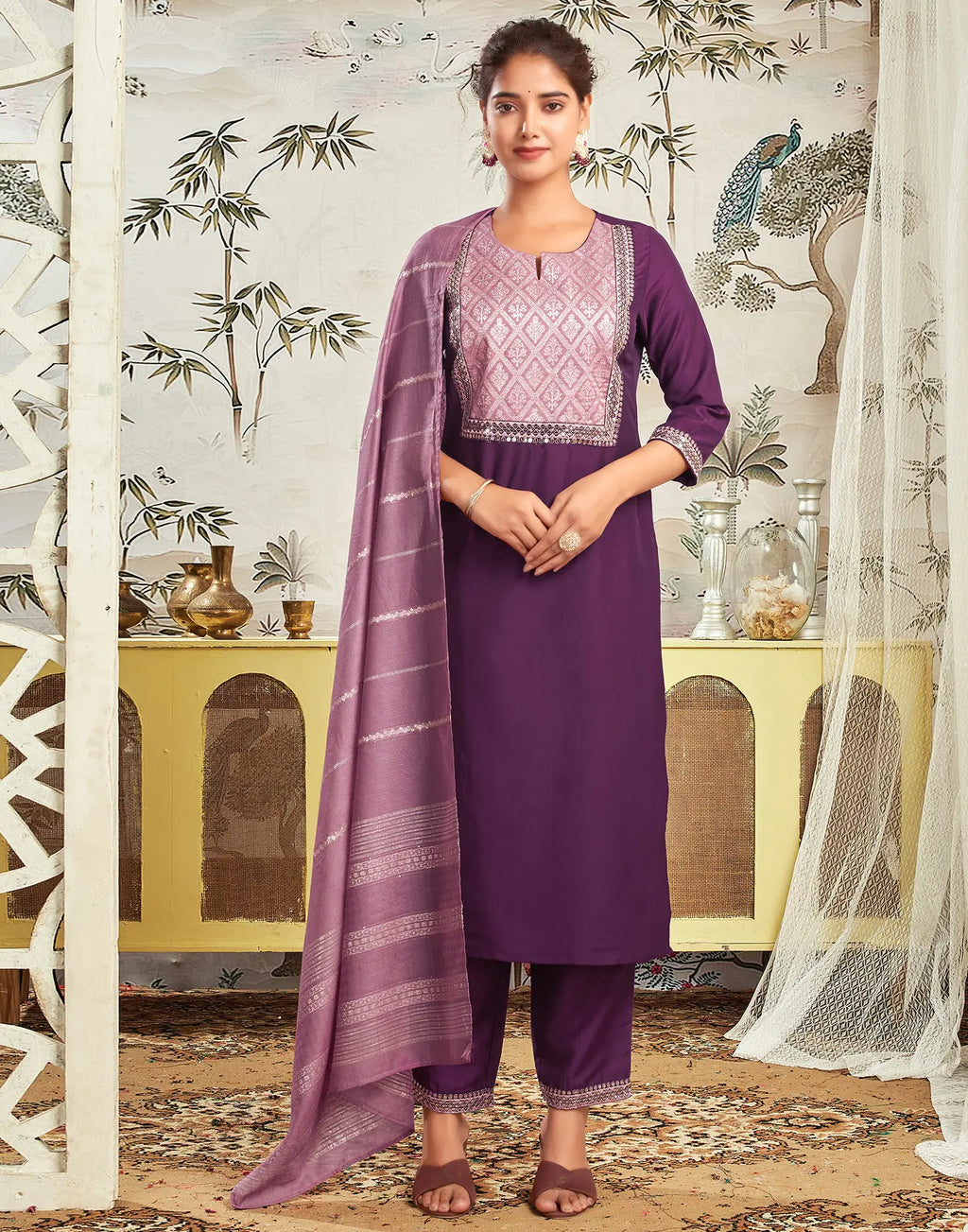Chinnon Embroidered Straight 3 Piece Kurta Set