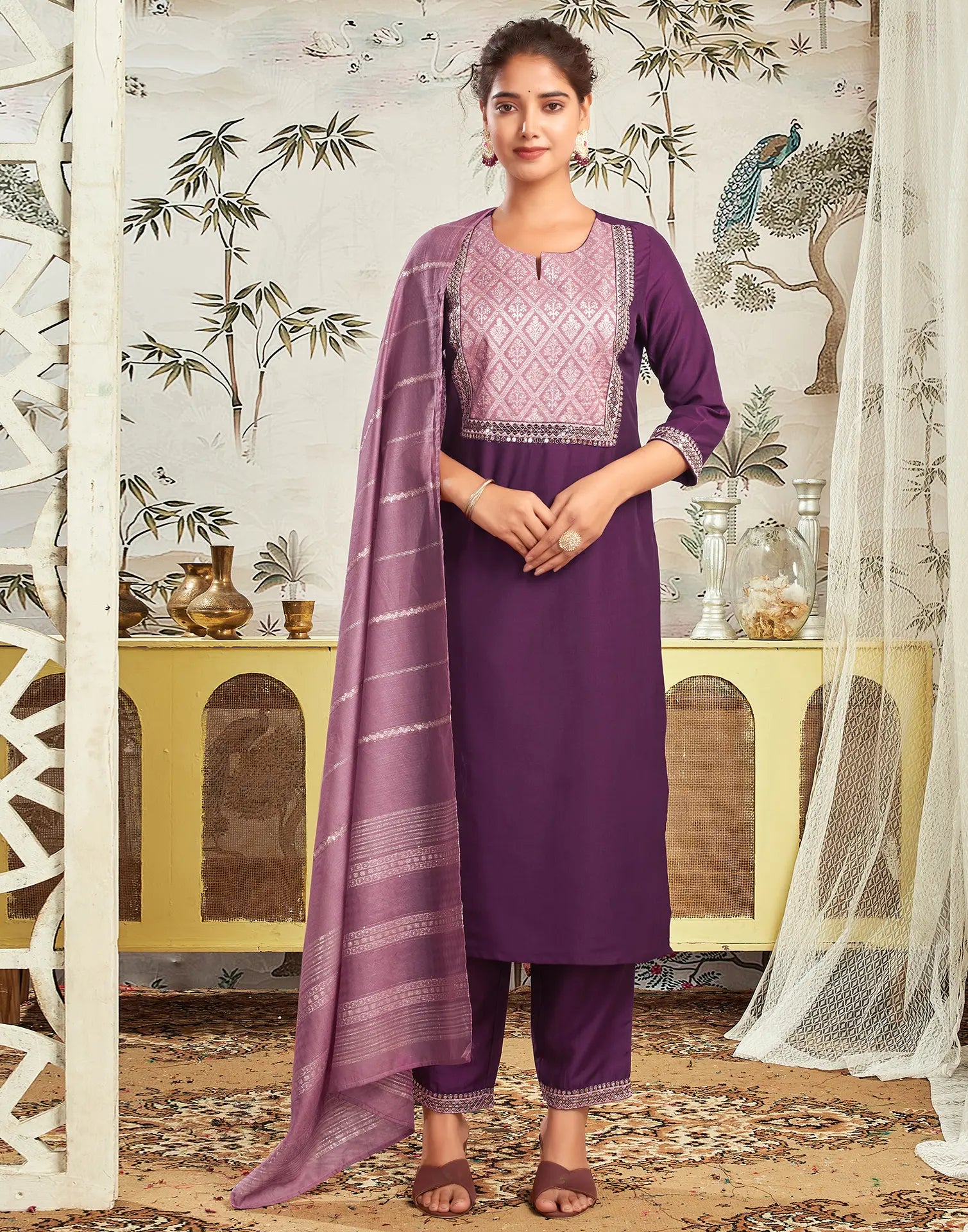 Chinnon Embroidered Straight 3 Piece Kurta Set