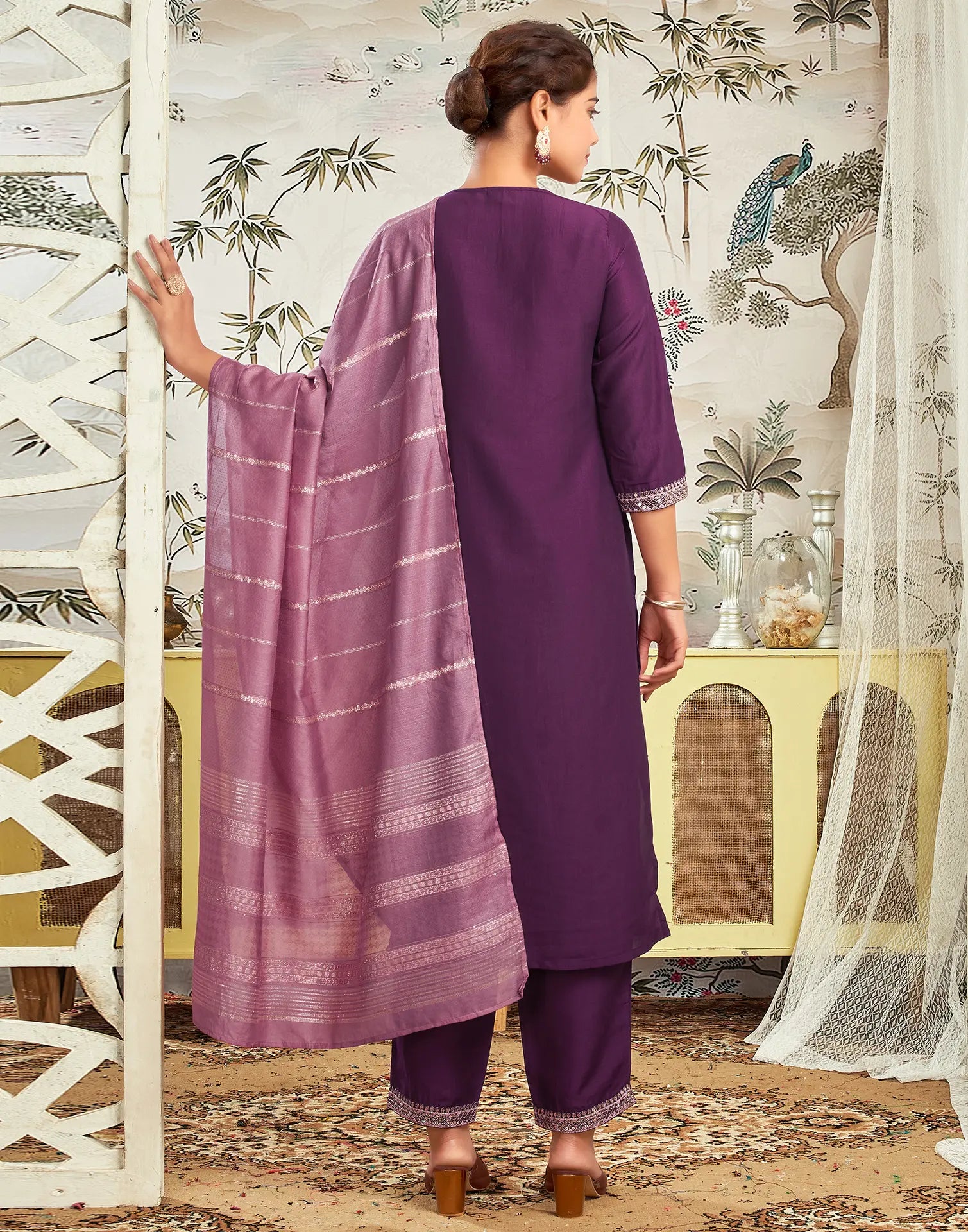 Chinnon Embroidered Straight 3 Piece Kurta Set
