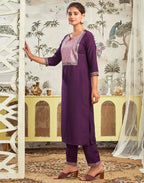 Chinnon Embroidered Straight 3 Piece Kurta Set