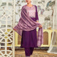 Silk Blend Embroidered Straight Kurta with Pant & Dupatta