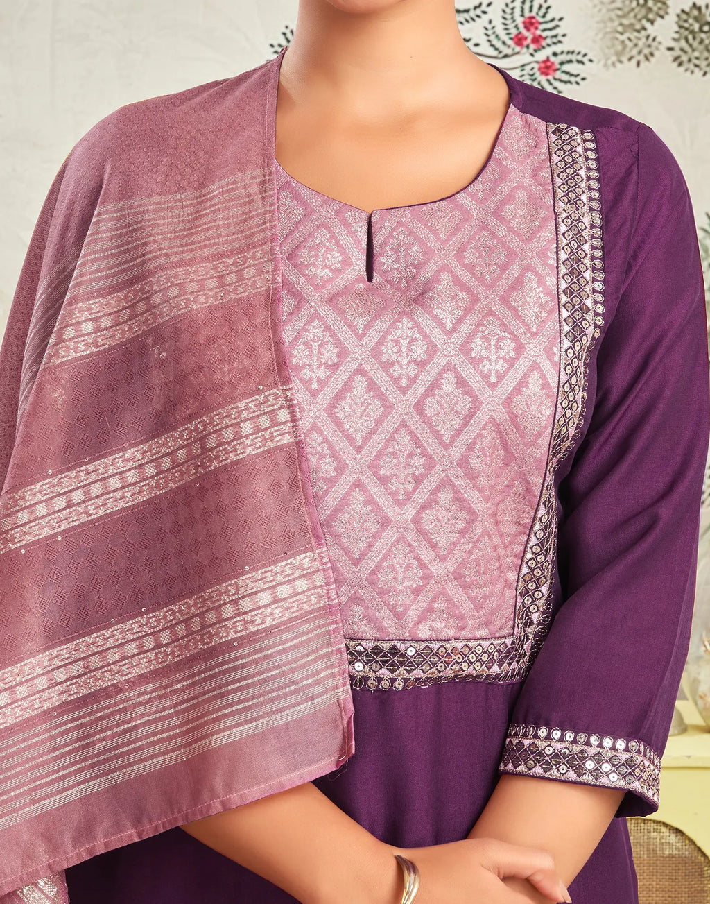 Chinnon Embroidered Straight 3 Piece Kurta Set