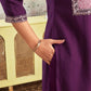 Silk Blend Embroidered Straight Kurta with Pant & Dupatta