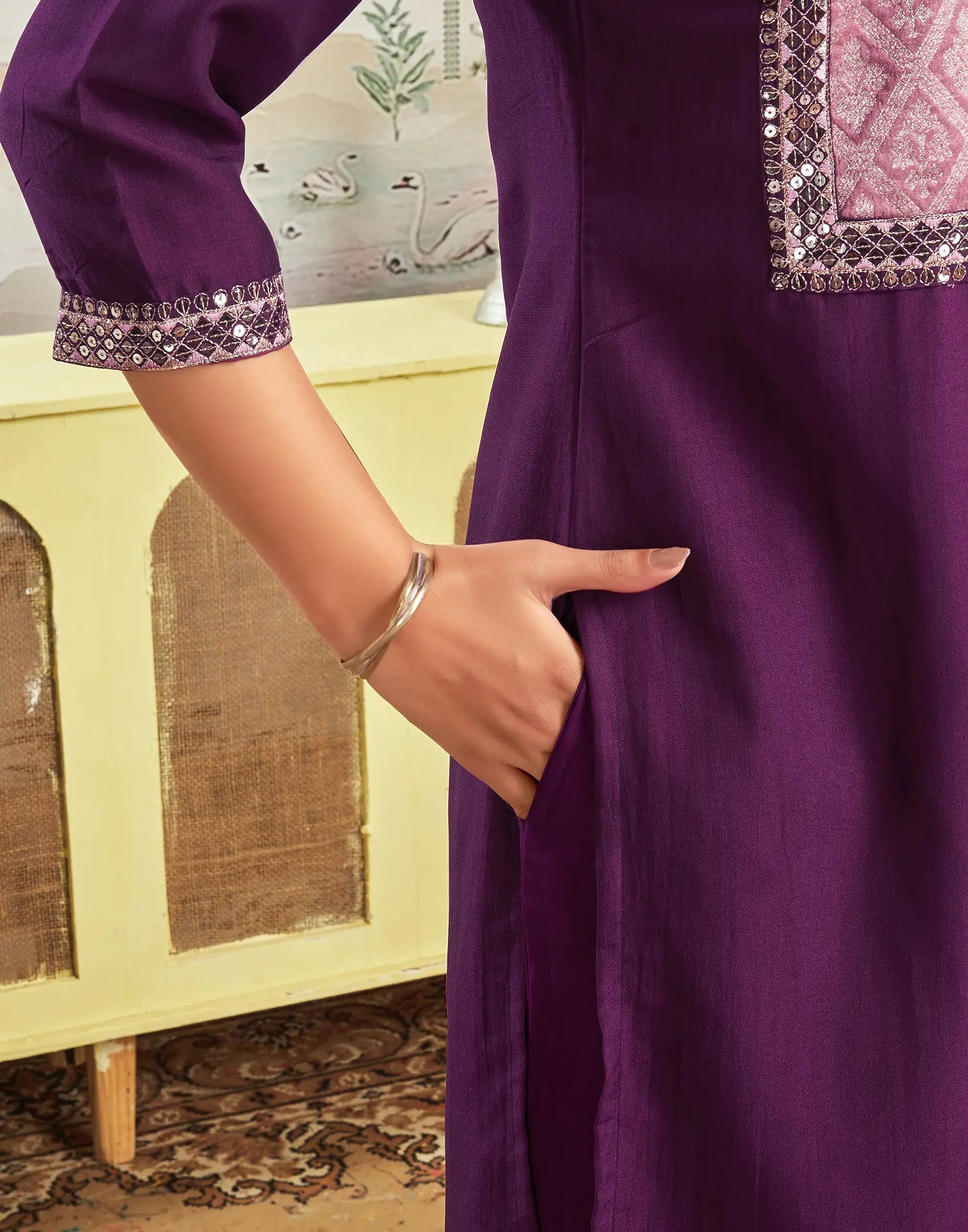 Chinnon Embroidered Straight 3 Piece Kurta Set