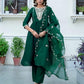 Silk Blend Embroidered Anarkali Kurta with Pant & Dupatta