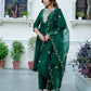 Silk Blend Embroidered Anarkali Kurta with Pant & Dupatta