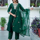 Silk Blend Embroidered Anarkali Kurta with Pant & Dupatta