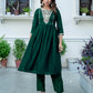 Silk Blend Embroidered Anarkali Kurta with Pant & Dupatta