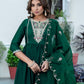 Silk Blend Embroidered Anarkali Kurta with Pant & Dupatta