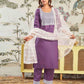 Cotton Blend Embroidered Straight Kurta with Pant & Dupatta