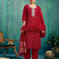 Silk Blend Jacquard, Sequins and Embroidery Work Straight Kurta with Pant & Dupatta
