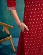 Silk Blend Embroidered Straight 3 Piece Kurta Set