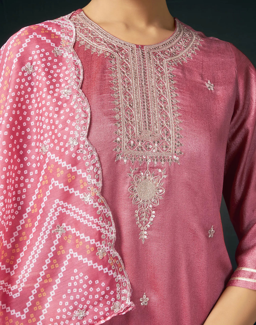 Silk Embroidered Straight 3 Piece Kurta Set
