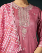 Silk Embroidered Straight 3 Piece Kurta Set