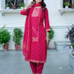 Silk Blend Woven Straight Kurta with Pant & Dupatta