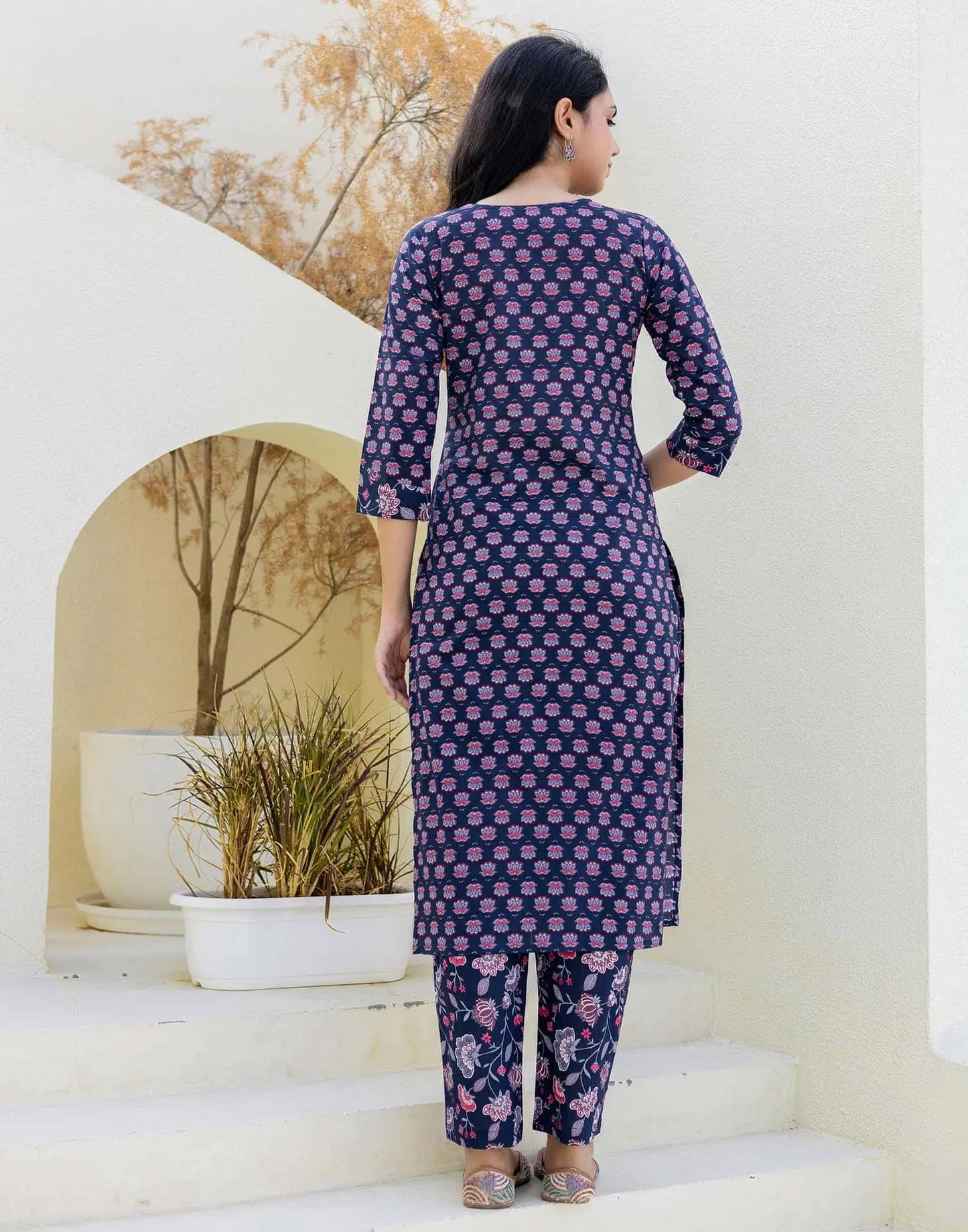 Cotton Embroidery and Sequins Work, Printed, Fabric Lace Straight Kurta with Pant & Dupatta