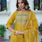 Yellow Silk Sequence Embroidered Straight Kurta Set with Pant and Dupatta – Elegant Wedding & Festive Wear for Women